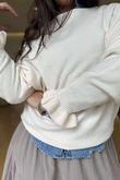 Conrad Batwing Ruffle Cuff Knit Ecru